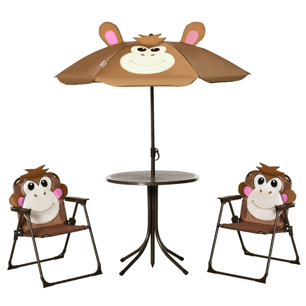 Kids Outdoor Umbrella Chair - Sevimli Maymun Çocuklar İçin Veranda Masa