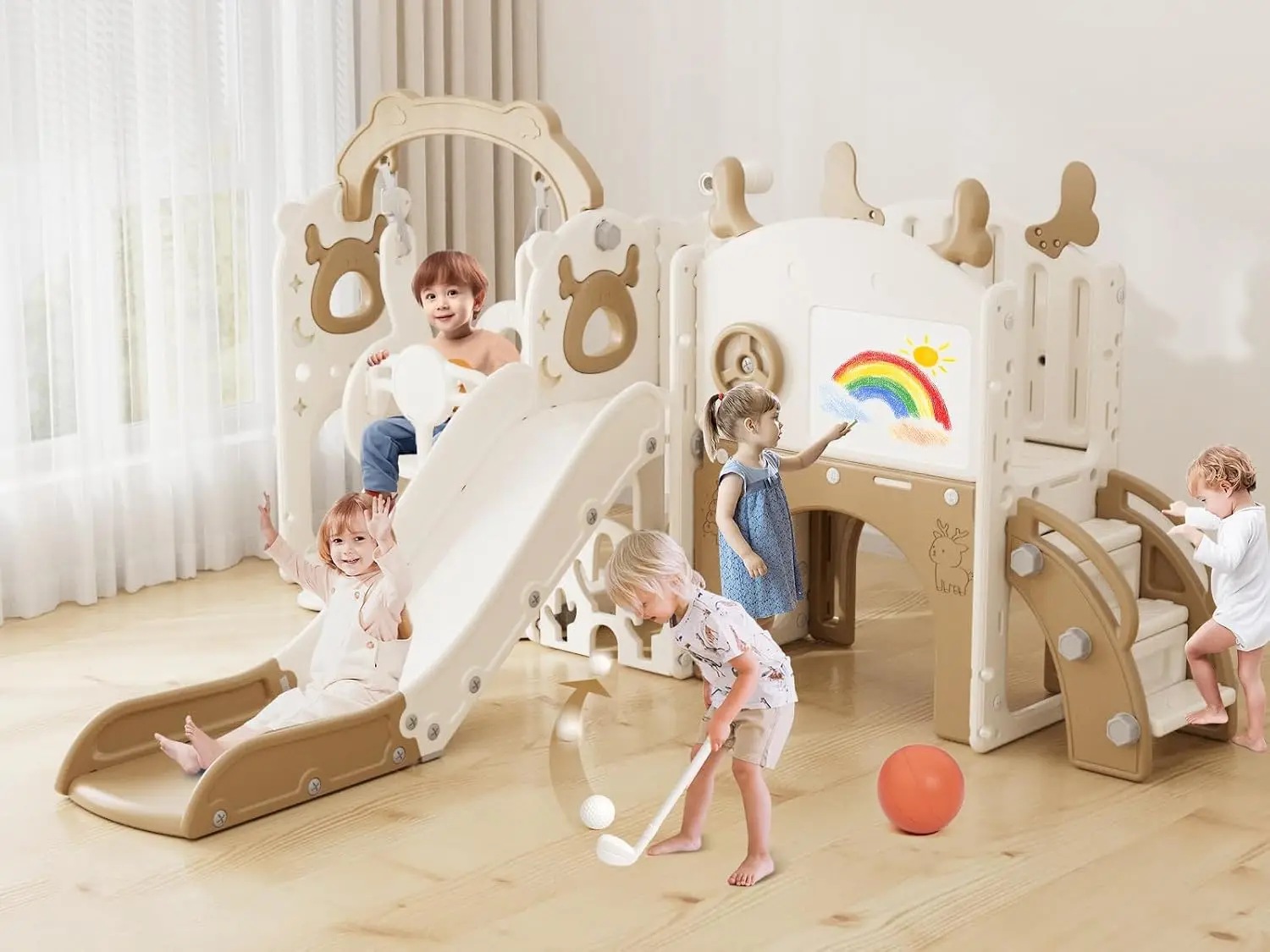 Kids Outdoor Swing Set With Slide - 13'ü 1 arada Çocuk Kaydırağı ve