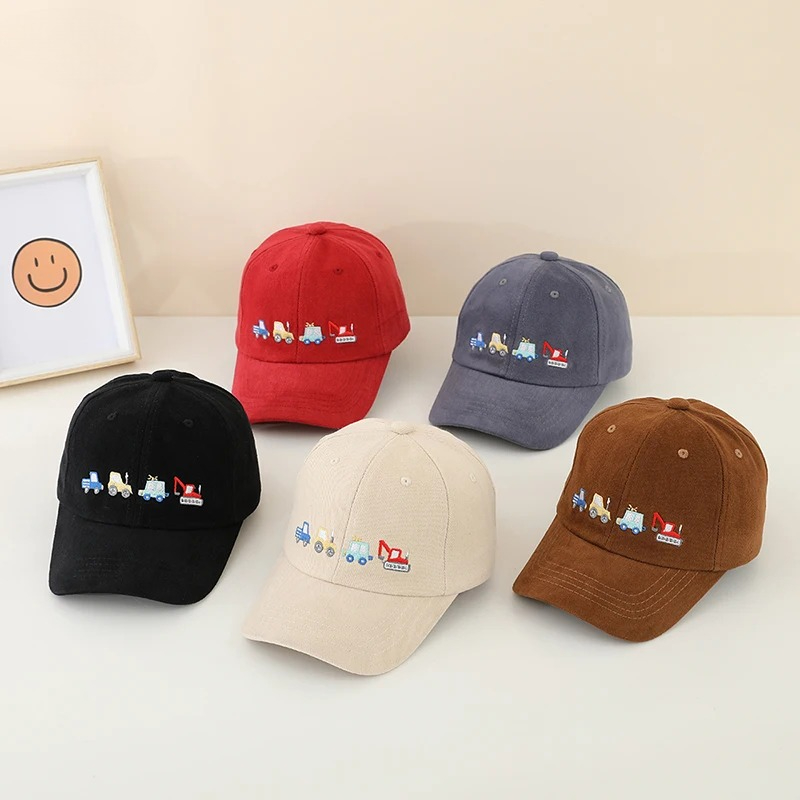 Kids Outdoor Hat - Okul Çocuğu Beyzbol Şapkaları Buldozer Ekskavatör
