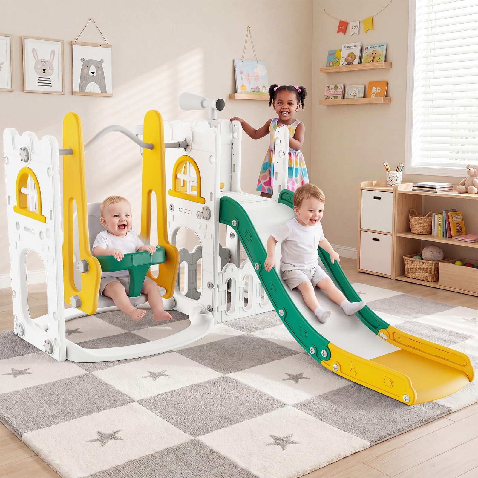 7'si 1 Arada Çocuk Kaydırağı v - Kids Outdoor Swing Set With Slide incelemesi ve fiyatı