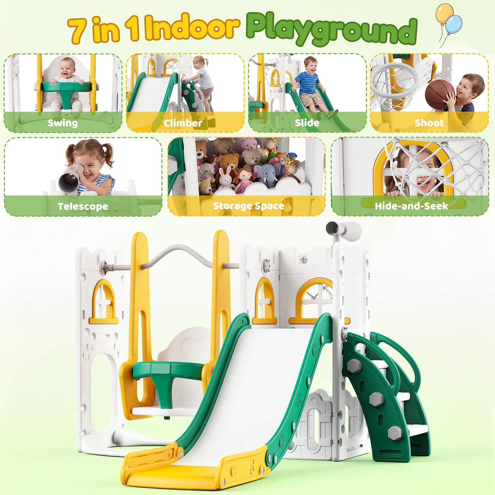 7'si 1 Arada Çocuk Kaydırağı v - Kids Outdoor Swing Set With Slide incelemesi ve fiyatı