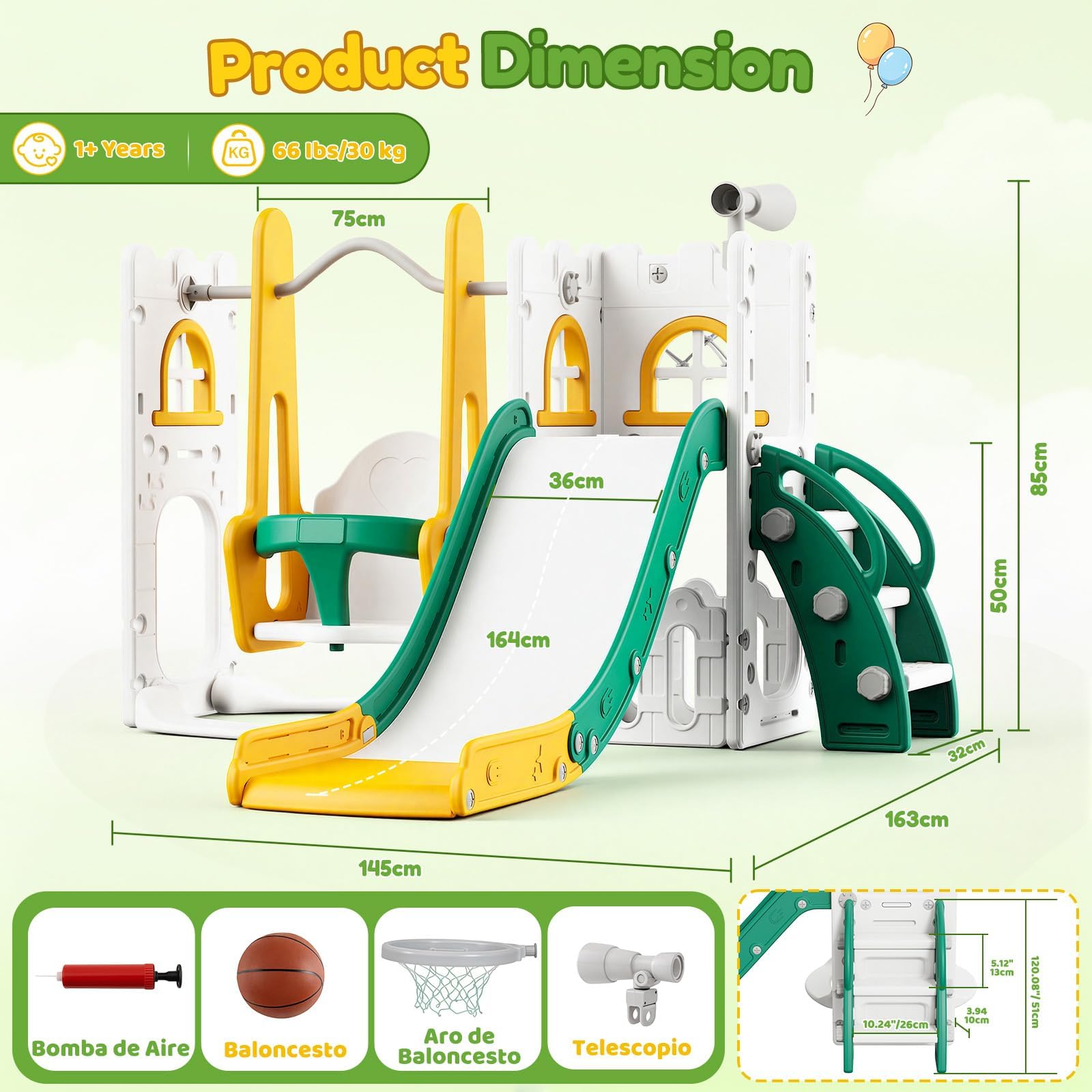 7'si 1 Arada Çocuk Kaydırağı v - Kids Outdoor Swing Set With Slide incelemesi ve fiyatı